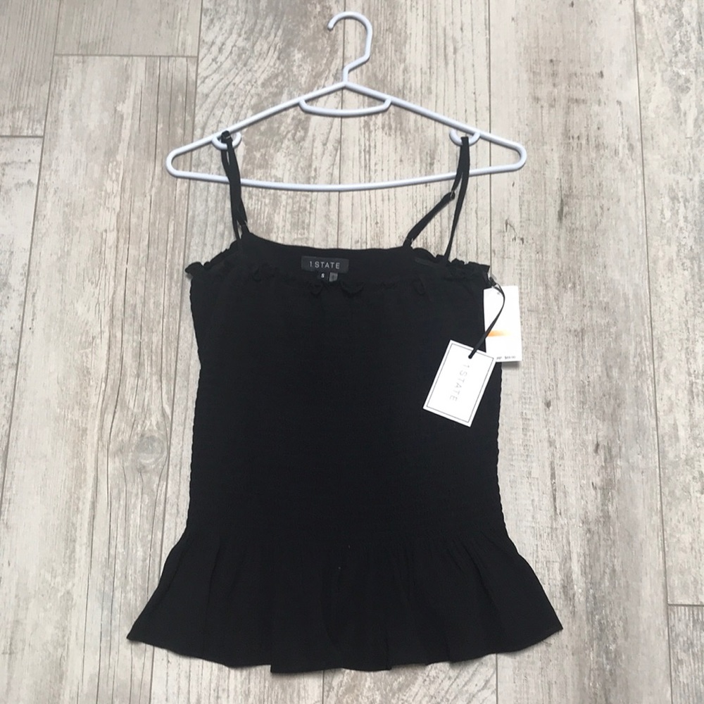 1 state puckered peplum strappy tank